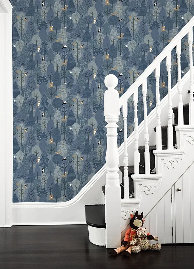 Brewster Home Fashions Quillen Indigo Forest Wallpaper | Wallpaper Twins Brewster Home Fashions Quillen Indigo Forest Wallpaper - SKU 4060-51601