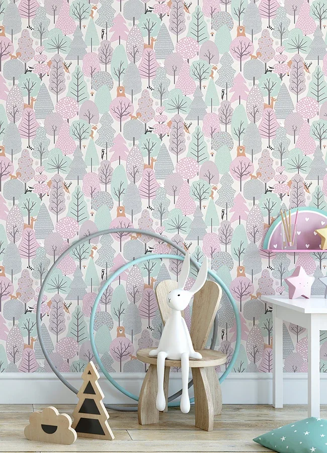 Brewster Home Fashions Quillen Pink Forest Wallpaper | Wallpaper Twins Brewster Home Fashions Quillen Pink Forest Wallpaper - SKU 4060-51603
