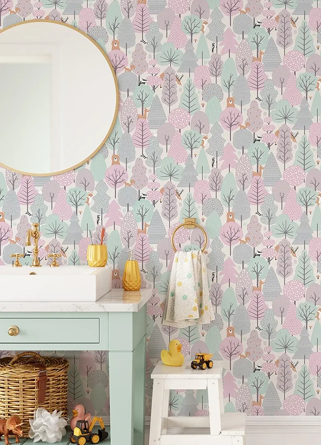 Brewster Home Fashions Quillen Pink Forest Wallpaper | Wallpaper Twins Brewster Home Fashions Quillen Pink Forest Wallpaper - SKU 4060-51603