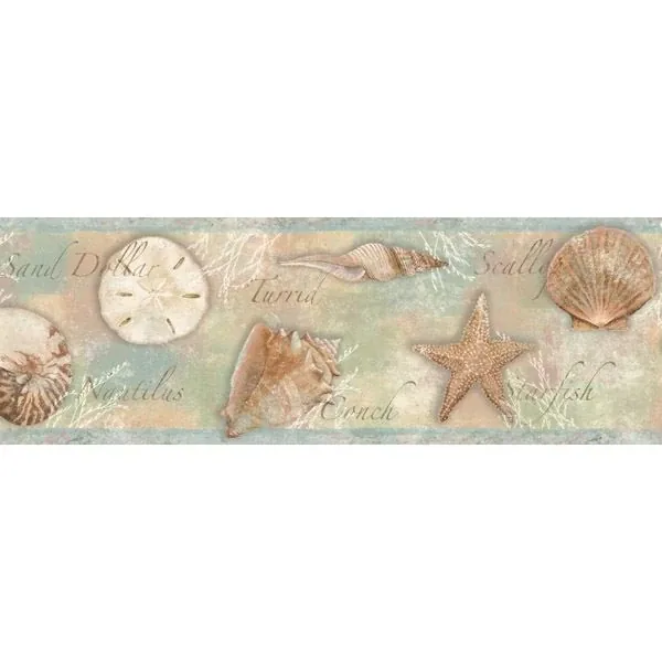 Brewster Home Fashions Quinten Blue Seashells Toss Wallpaper - SKU BBC46051B