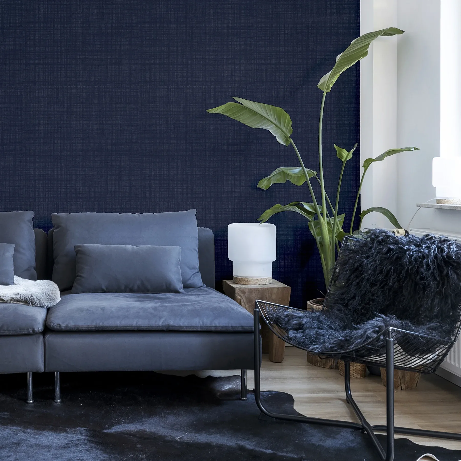 Brewster Home Fashions Rafe Navy Woven Texture Wallpaper - SKU AH946002
