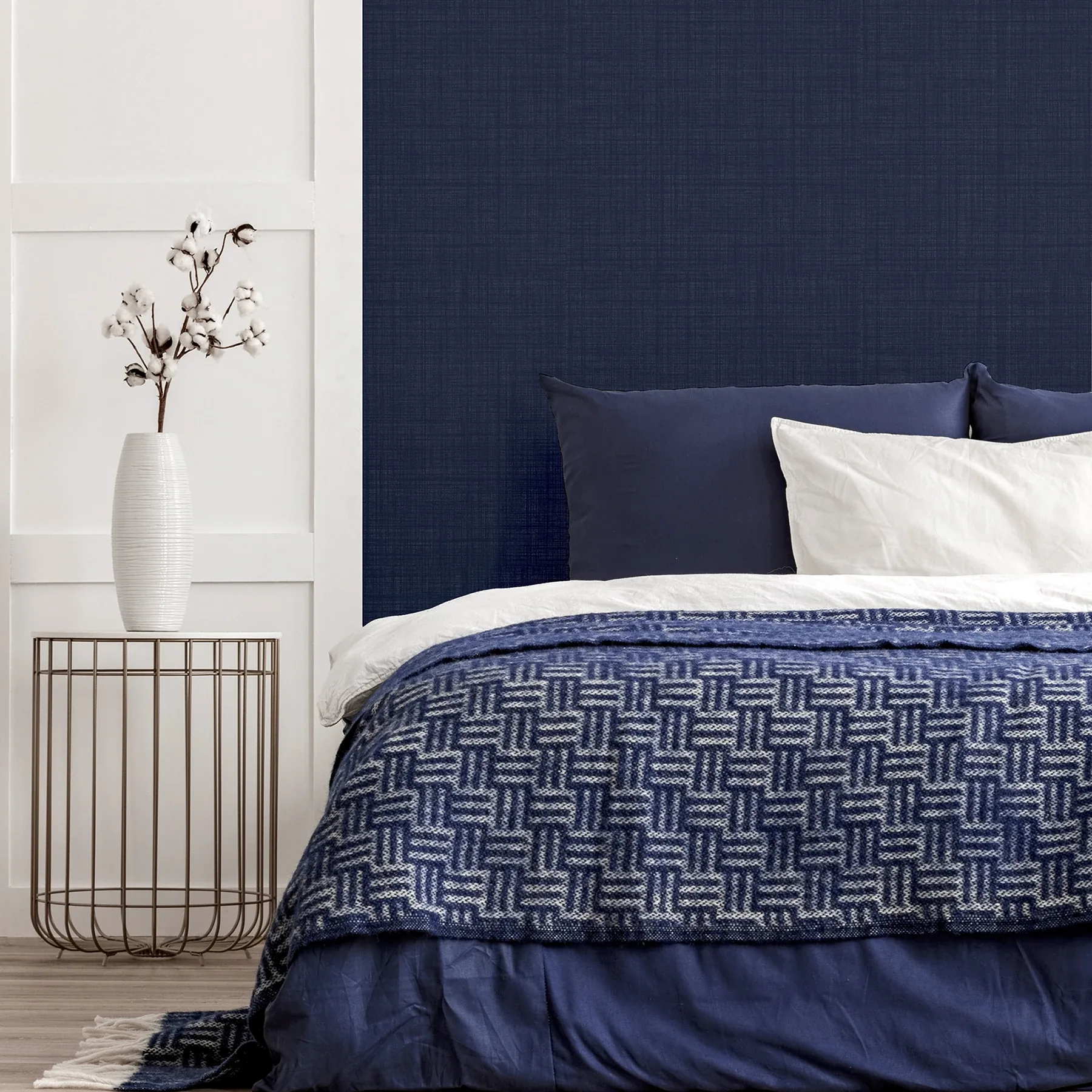 Brewster Home Fashions Rafe Navy Woven Texture Wallpaper - SKU AH946002
