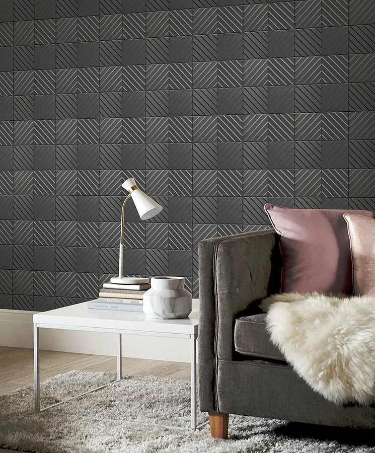 Brewster Home Fashions Randall Dark Grey Geometric Wallpaper | Wallpaper Twins Brewster Home Fashions Randall Dark Grey Geometric Wallpaper - SKU AH692809
