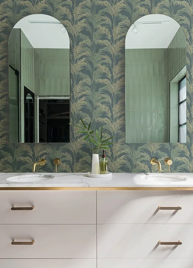 Brewster Home Fashions Rattan Teal Palm Wallpaper | Wallpaper Twins Brewster Home Fashions Rattan Teal Palm Wallpaper - SKU 4168-17731