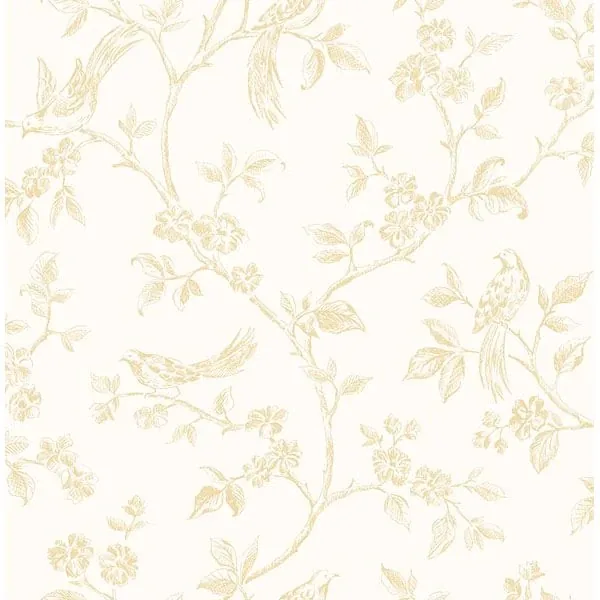 Brewster Home Fashions Ray Light Yellow Bird Trail Wallpaper - SKU 2813-24973