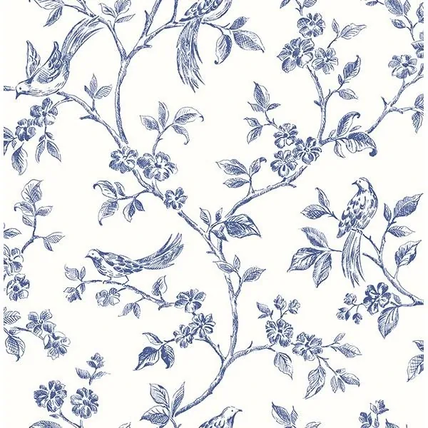 Brewster Home Fashions Ray Navy Bird Trail Wallpaper - SKU 2813-24972