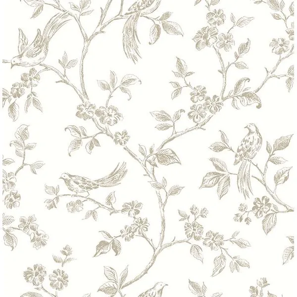 Brewster Home Fashions Ray Taupe Bird Trail Wallpaper - SKU 2813-24974