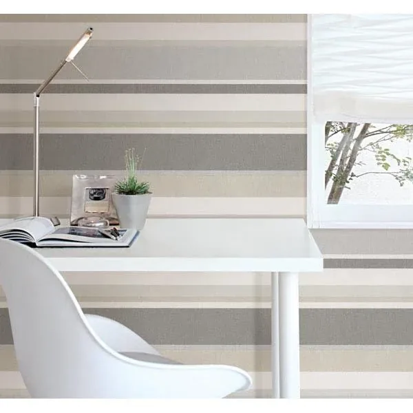 Brewster Home Fashions Raya Beige Linen Stripe Wallpaper - SKU 2535-20634