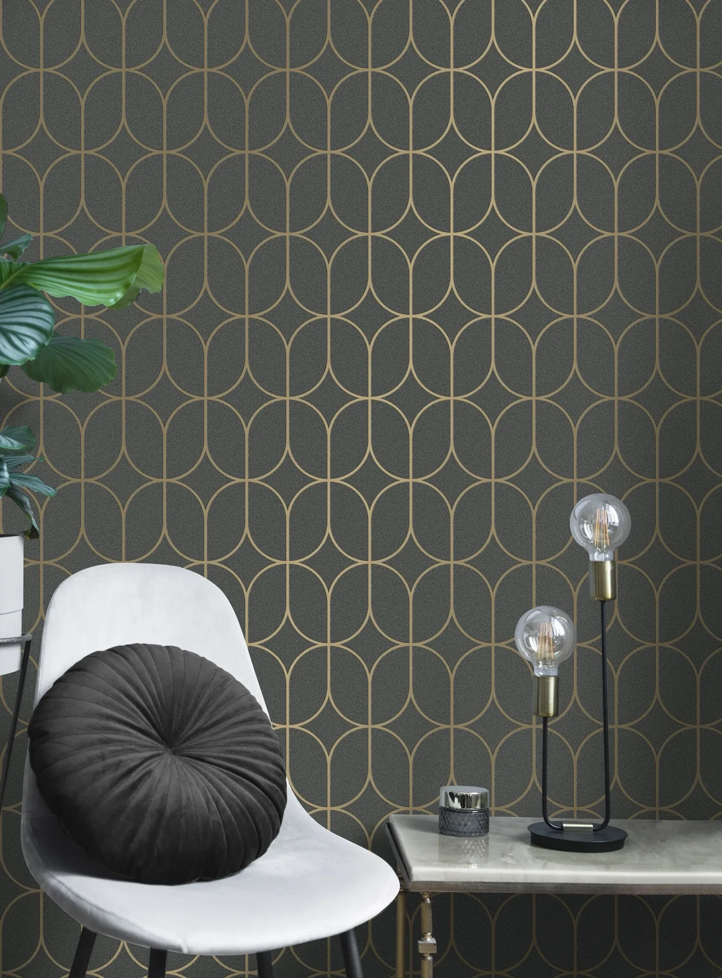 Brewster Home Fashions Raye Charcoal Rosco Trellis Wallpaper - SKU 4157-42804