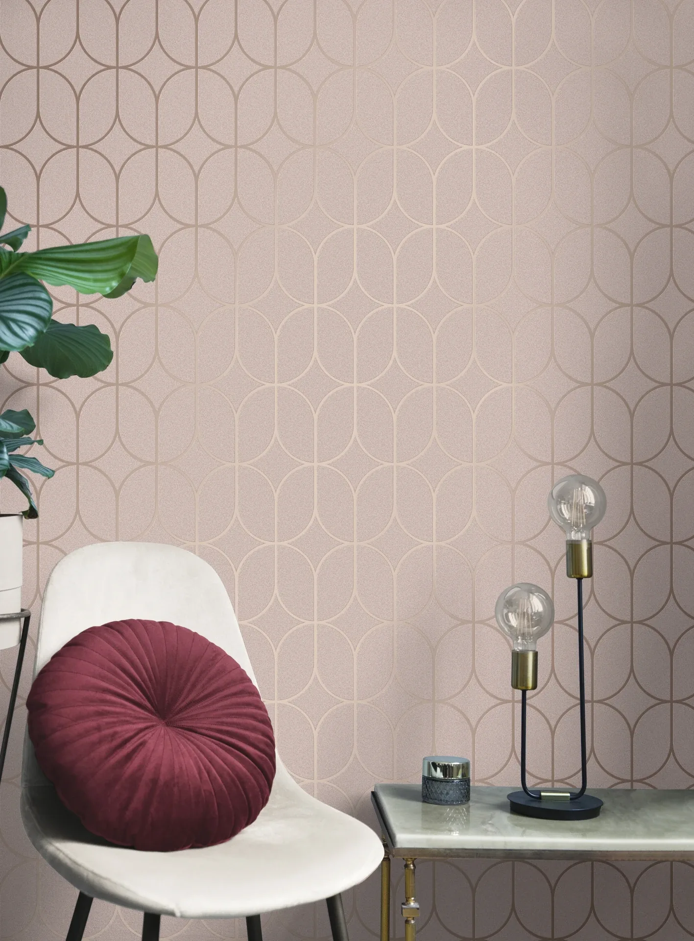 Brewster Home Fashions Raye Pink Rosco Trellis Wallpaper - SKU 4157-42805