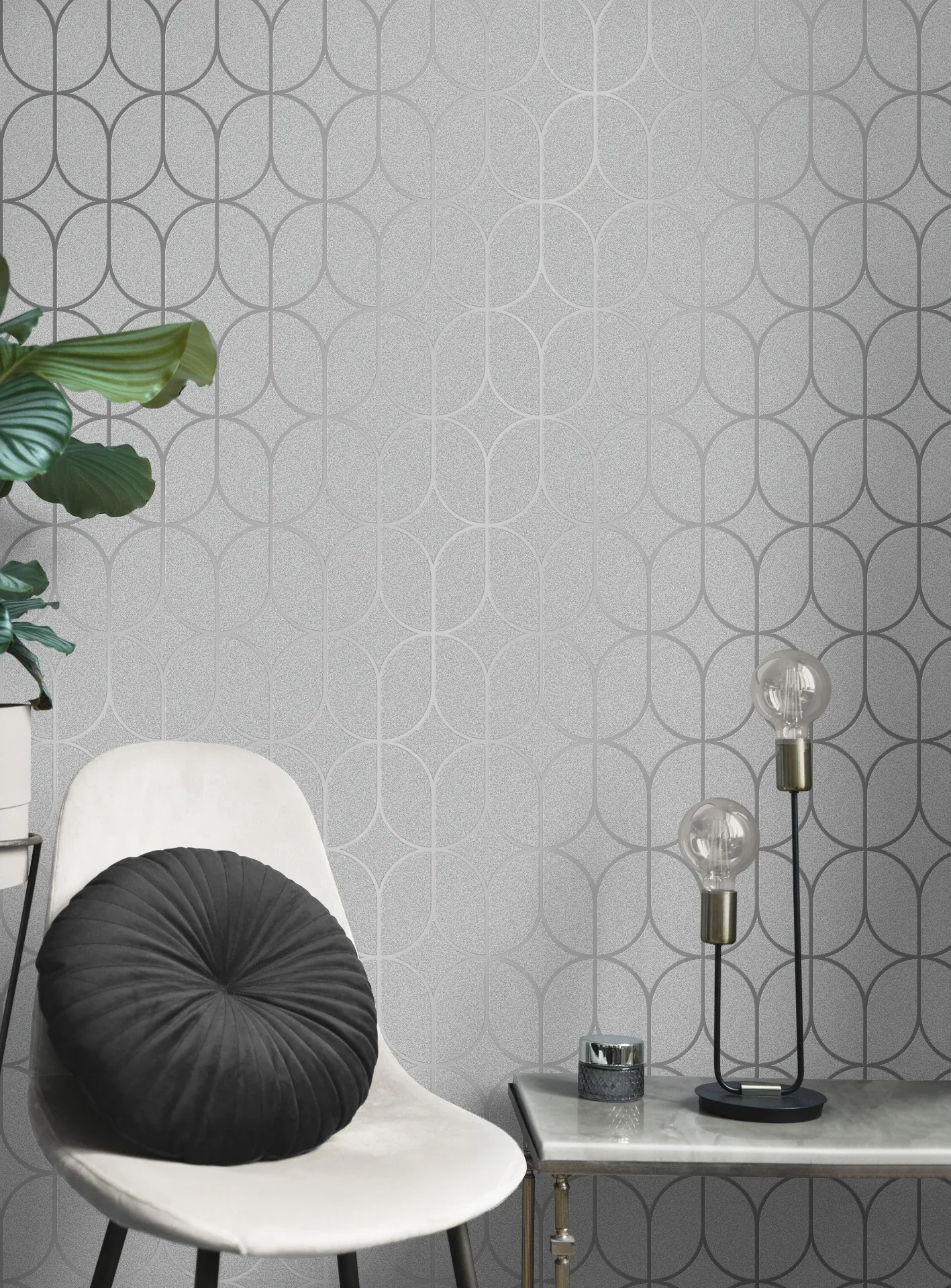 Brewster Home Fashions Raye Silver Rosco Trellis Wallpaper - SKU 4157-42803