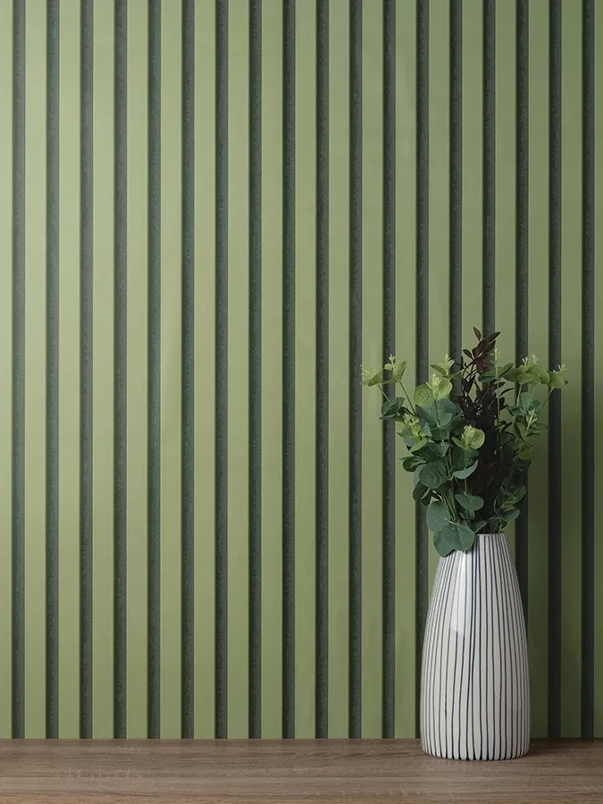 Brewster Home Fashions Reggie Olive Vertical Slats Wallpaper - SKU FD43289