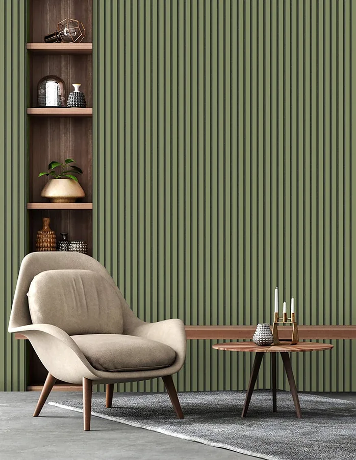 Brewster Home Fashions Reggie Olive Vertical Slats Wallpaper - SKU FD43289