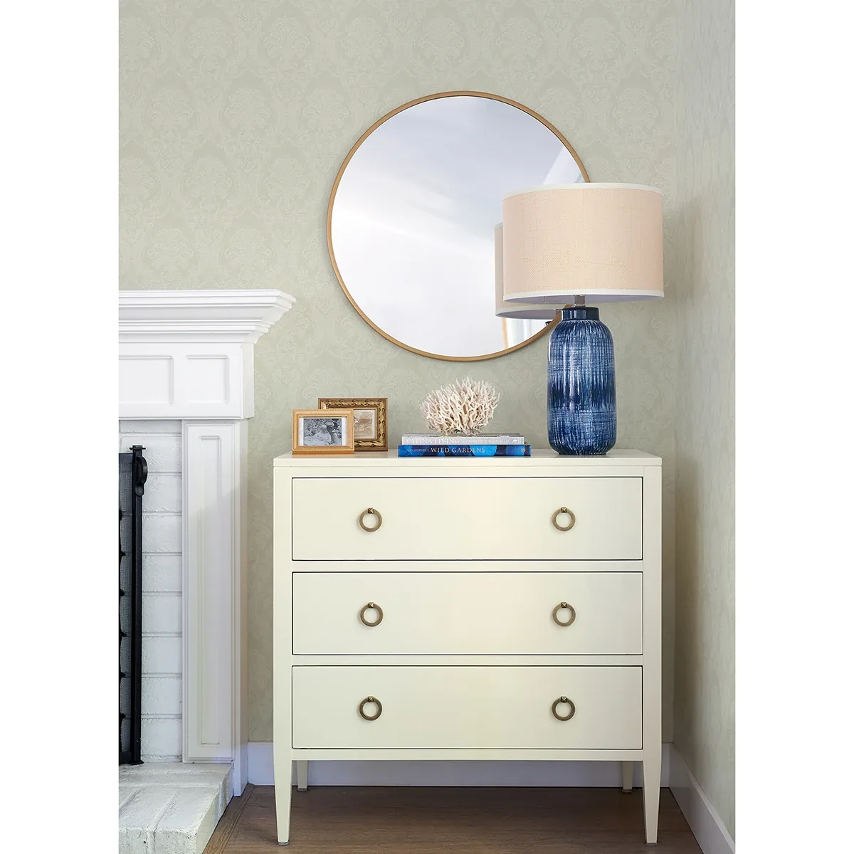 Brewster Home Fashions Renatta Cream Damask Wallpaper - SKU 4058-21776