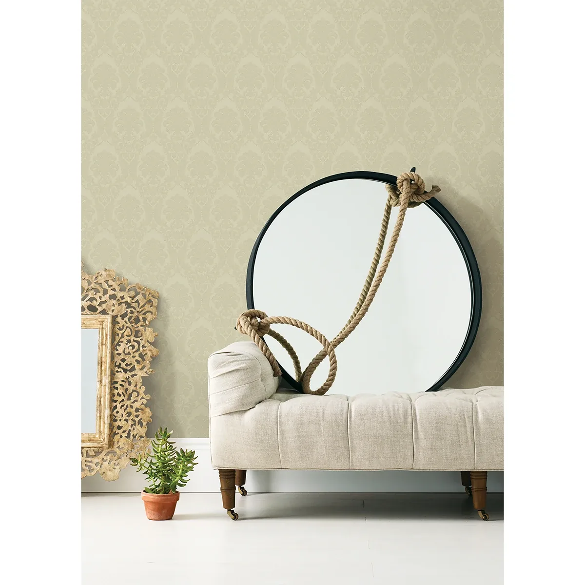 Brewster Home Fashions Renatta Gold Damask Wallpaper - SKU 4058-21777