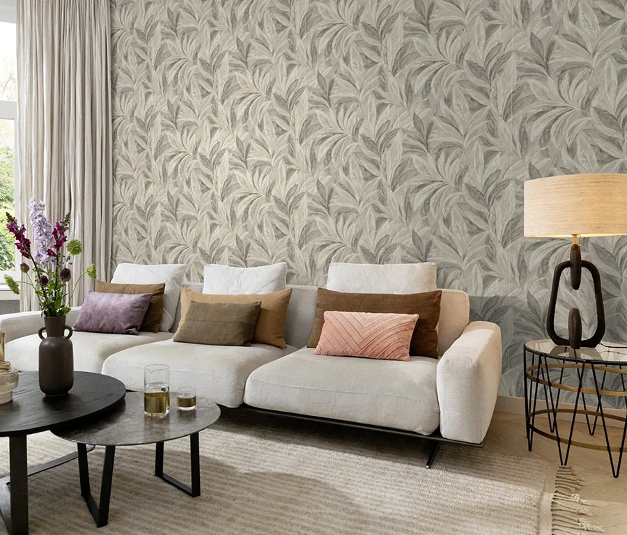 Brewster Home Fashions Rennie Grey Leaves Wallpaper | Wallpaper Twins Brewster Home Fashions Rennie Grey Leaves Wallpaper - SKU RH547481