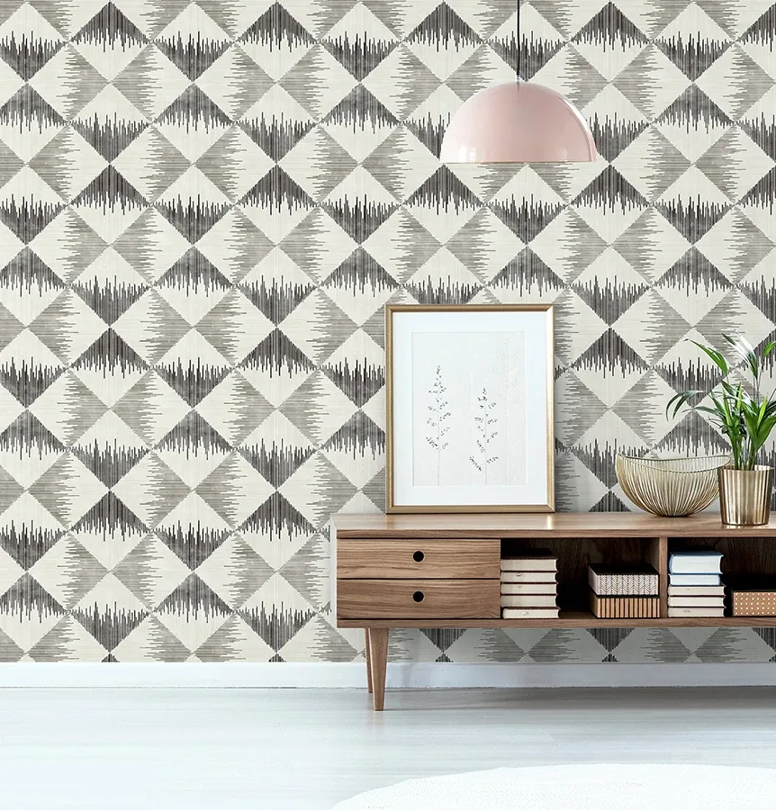 Brewster Home Fashions Reuben Grey Ikat Wallpaper | Wallpaper Twins Brewster Home Fashions Reuben Grey Ikat Wallpaper - SKU AH909401