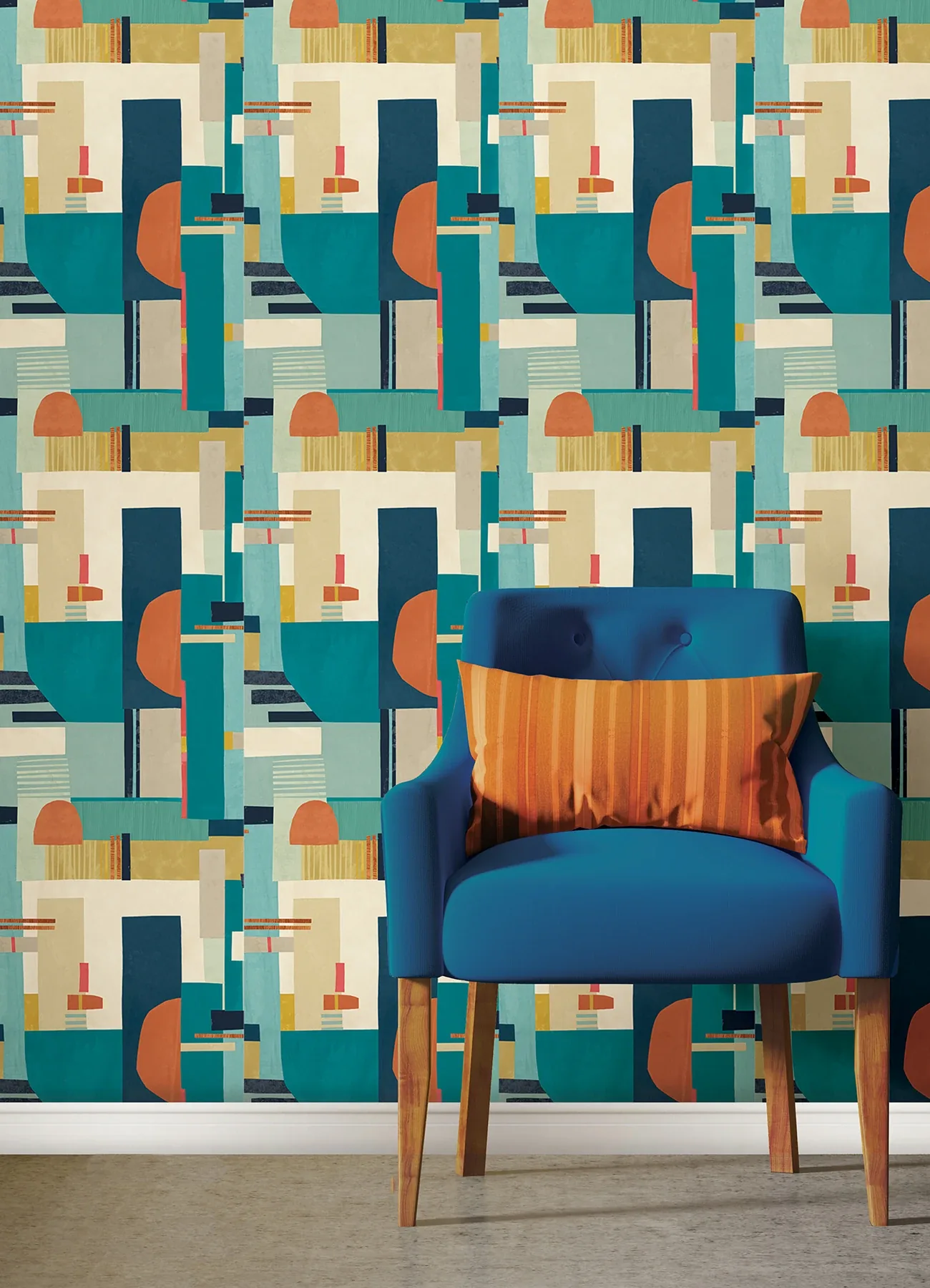 Brewster Home Fashions Rhodes Teal Blocs Wallpaper - SKU CEP50131W