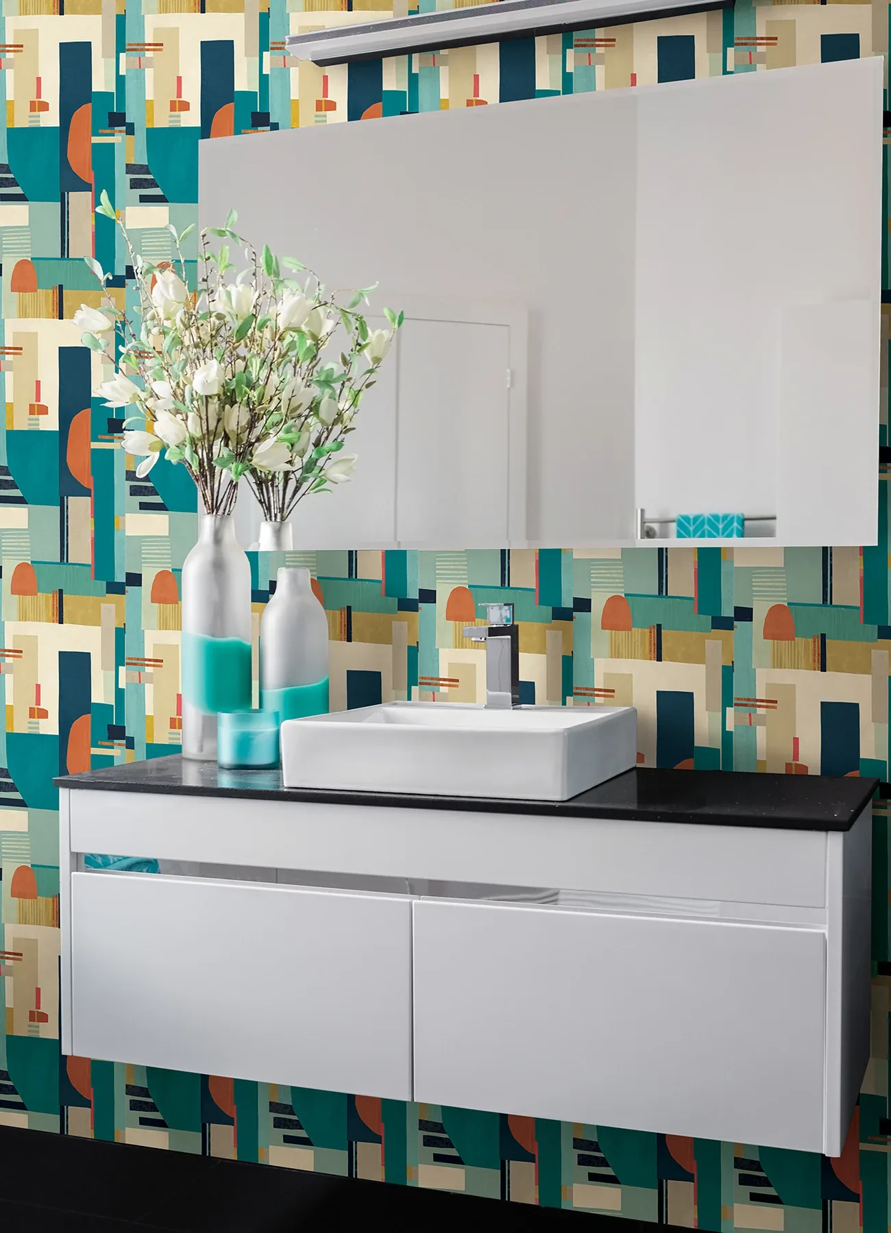 Brewster Home Fashions Rhodes Teal Blocs Wallpaper | Wallpaper Twins Brewster Home Fashions Rhodes Teal Blocs Wallpaper - SKU CEP50131W