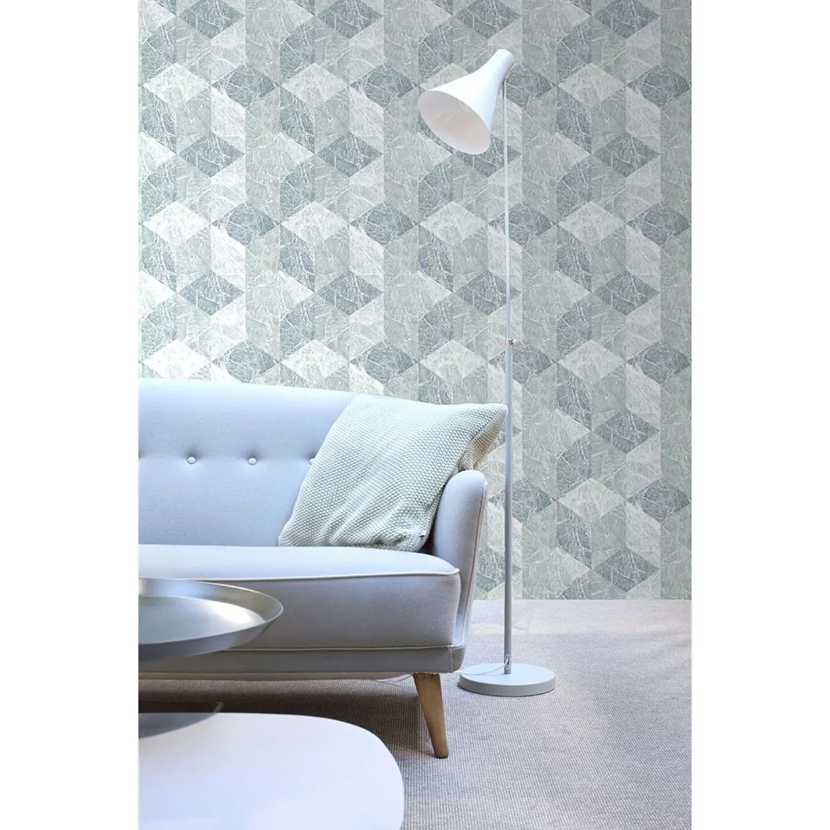 Brewster Home Fashions Rizzo Light Blue Geometric Stone Wallpaper - SKU DD347320