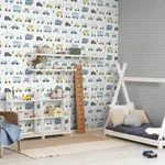 Brewster Home Fashions Road Traffic Blue Cars Wallpaper | Wallpaper Twins Brewster Home Fashions Road Traffic Blue Cars Wallpaper - SKU 4203-27594