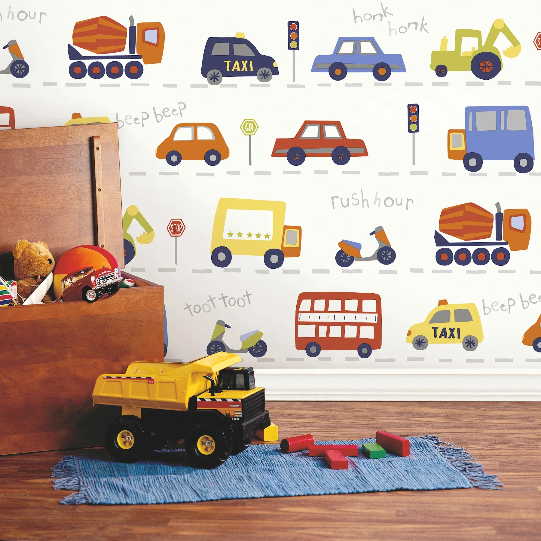 Brewster Home Fashions Road Traffic Red Cars Wallpaper - SKU 4203-27593
