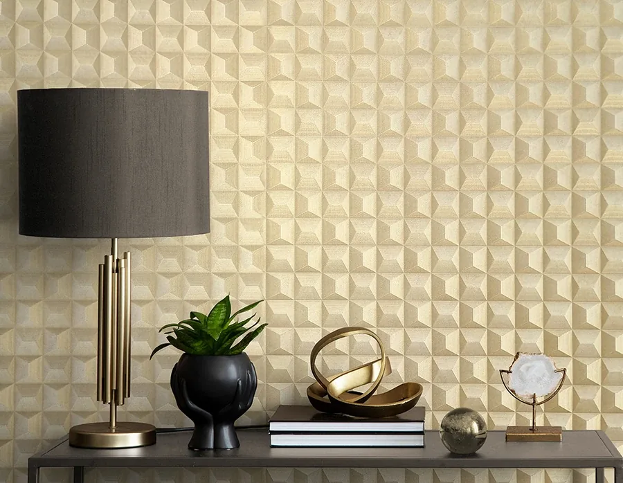 Brewster Home Fashions Romero Gold 3D Geometric Wallpaper | Wallpaper Twins Brewster Home Fashions Romero Gold 3D Geometric Wallpaper - SKU M95685