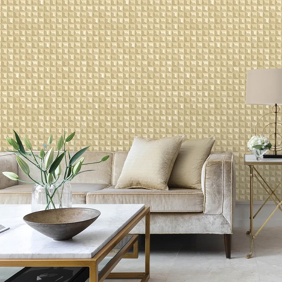 Brewster Home Fashions Romero Gold 3D Geometric Wallpaper | Wallpaper Twins Brewster Home Fashions Romero Gold 3D Geometric Wallpaper - SKU M95685