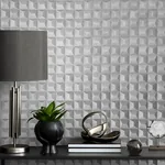 Brewster Home Fashions Romero Grey 3D Geometric Wallpaper | Wallpaper Twins Brewster Home Fashions Romero Grey 3D Geometric Wallpaper - SKU M95684