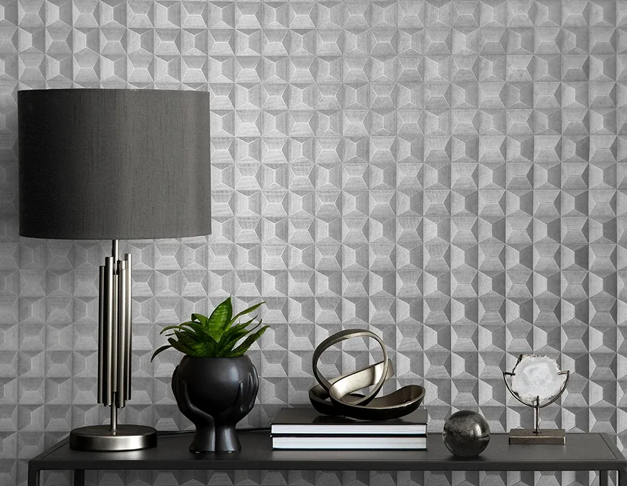 Brewster Home Fashions Romero Grey 3D Geometric Wallpaper | Wallpaper Twins Brewster Home Fashions Romero Grey 3D Geometric Wallpaper - SKU M95684