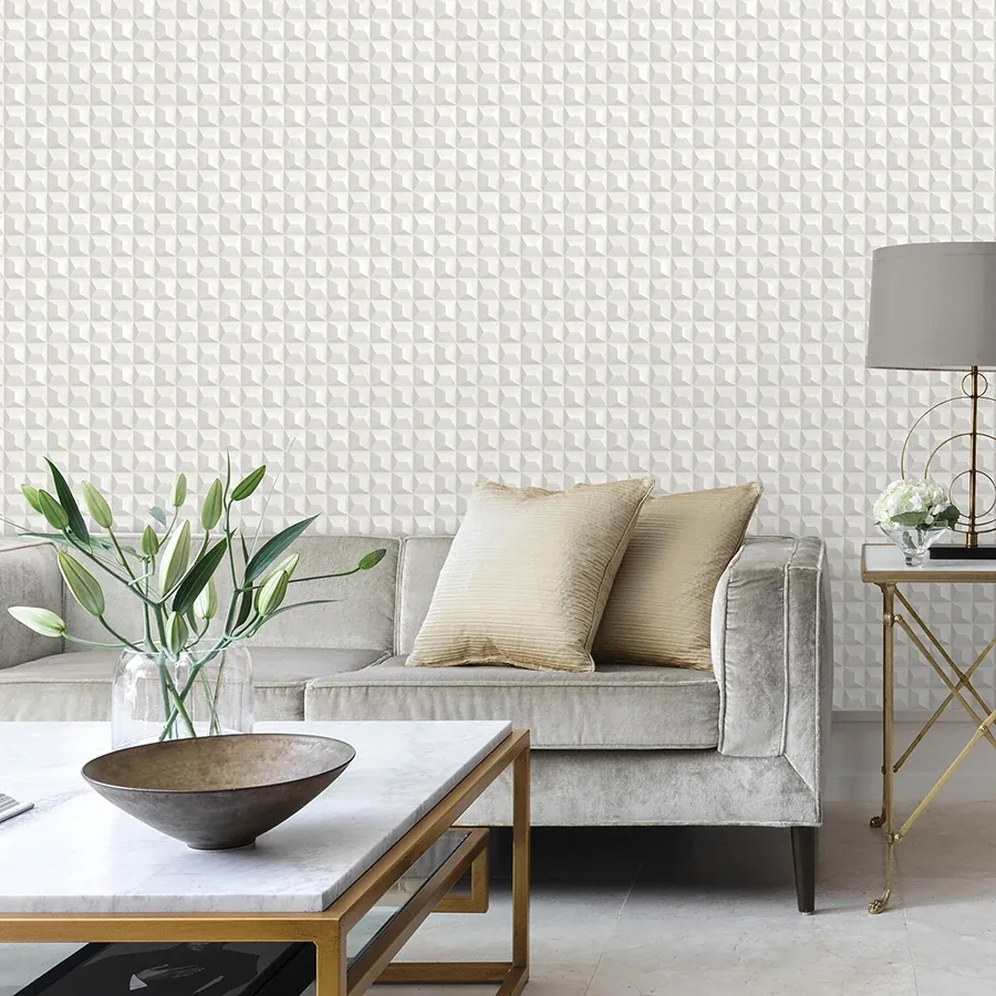 Brewster Home Fashions Romero White 3D Geometric Wallpaper | Wallpaper Twins Brewster Home Fashions Romero White 3D Geometric Wallpaper - SKU M95683