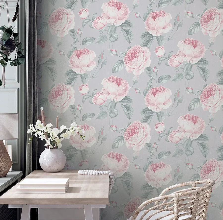 Brewster Home Fashions Rosaline Light Grey Floral Wallpaper | Wallpaper Twins Brewster Home Fashions Rosaline Light Grey Floral Wallpaper - SKU AH251907