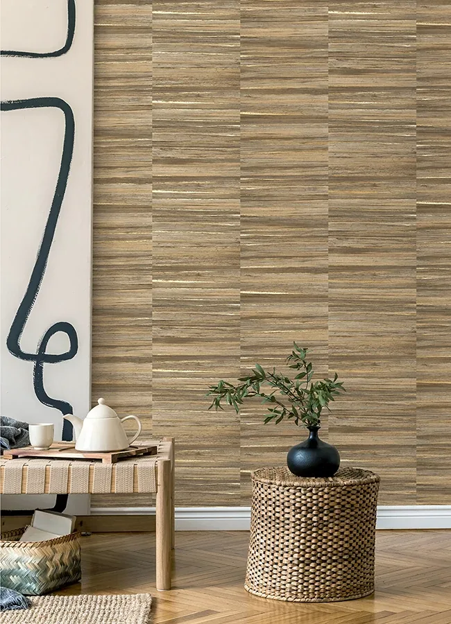 Brewster Home Fashions Rowan Chestnut Faux Grasscloth Wallpaper - SKU 4125-26746