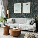 Brewster Home Fashions Rowan Navy Autumn Trees Wallpaper - SKU M1761