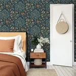 Brewster Home Fashions Rowan Navy Autumn Trees Wallpaper - SKU M1761