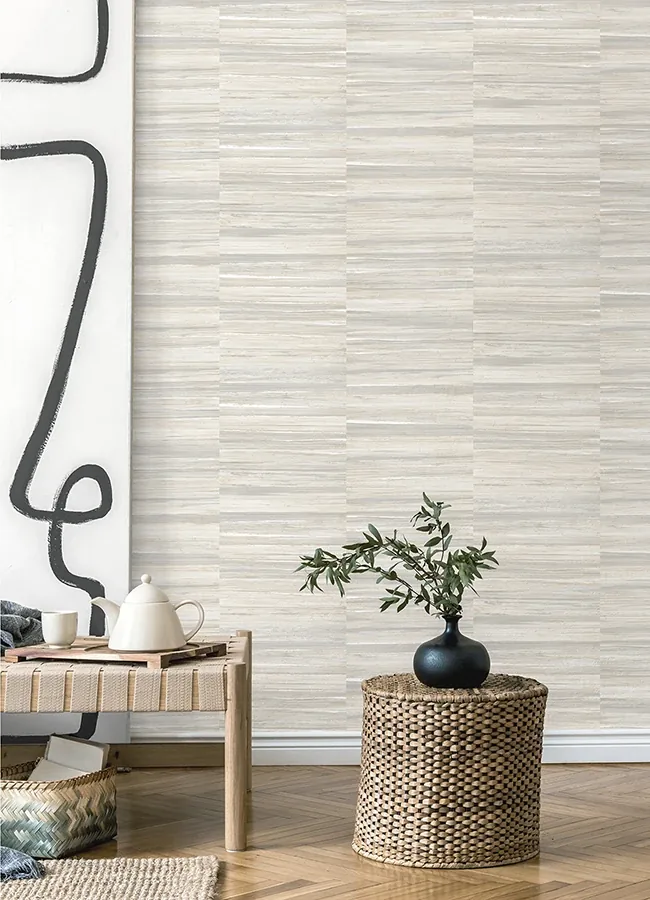 Brewster Home Fashions Rowan White Faux Grasscloth Wallpaper - SKU 4125-26744