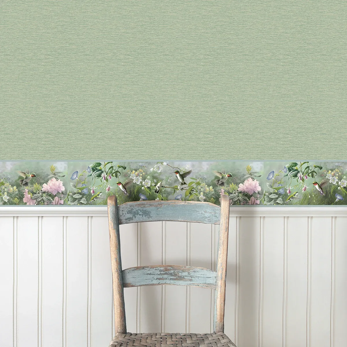 Brewster Home Fashions Ruby Light Blue Hummingbird Garden Wallpaper - SKU 3123-48531