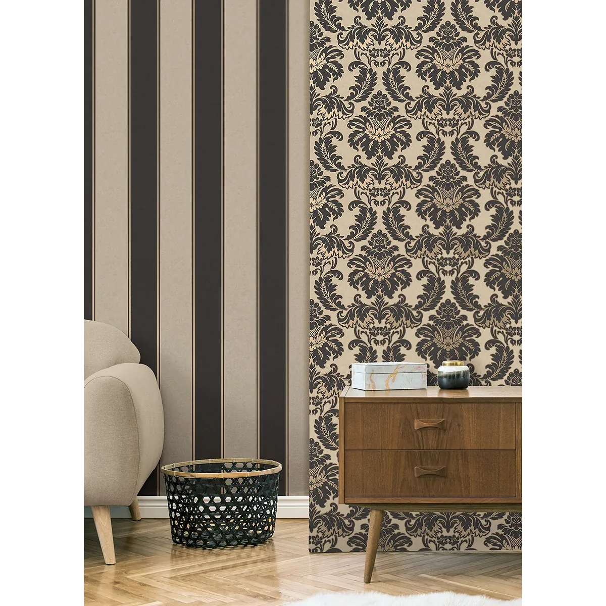 Brewster Home Fashions Rydia Black Stripe Wallpaper - SKU M1707