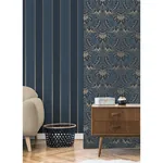 Brewster Home Fashions Rydia Blue Stripe Wallpaper - SKU M1708
