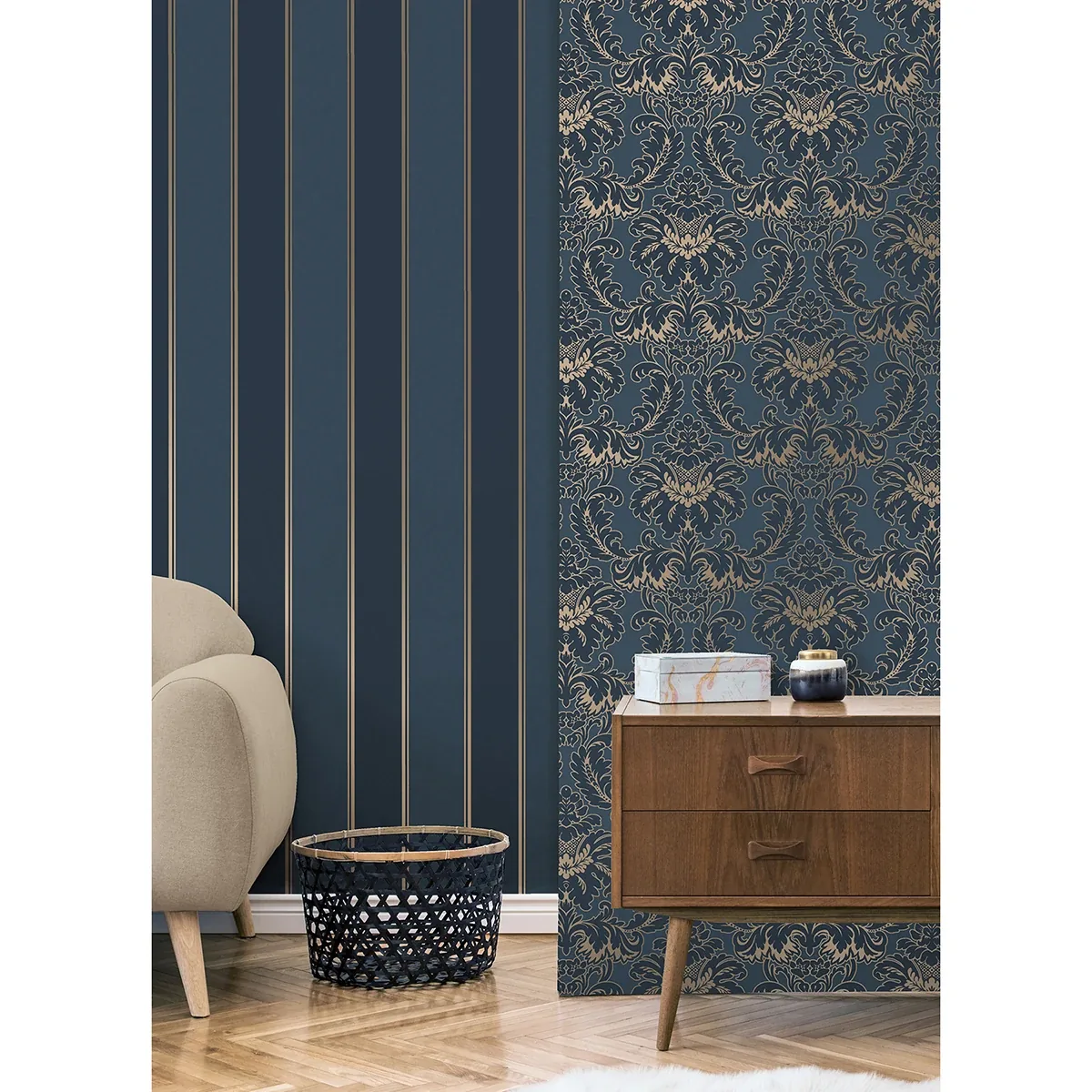 Brewster Home Fashions Rydia Blue Stripe Wallpaper - SKU M1708