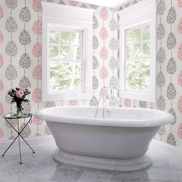 Brewster Home Fashions Saar Pink Tree Wallpaper - SKU 2814-24968