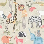 Brewster Home Fashions Safari Animals Beige Jungle Friends Wallpaper | Wallpaper Twins Brewster Home Fashions Safari Animals Beige Jungle Friends Wallpaper - SKU 4203-27540