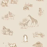 Brewster Home Fashions Safari Babies Beige Animal Wallpaper - SKU 4203-27553