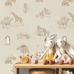 Brewster Home Fashions Safari Babies Beige Animal Wallpaper - SKU 4203-27553