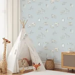 Brewster Home Fashions Safari Babies Blue Animal Wallpaper - SKU 4203-27551