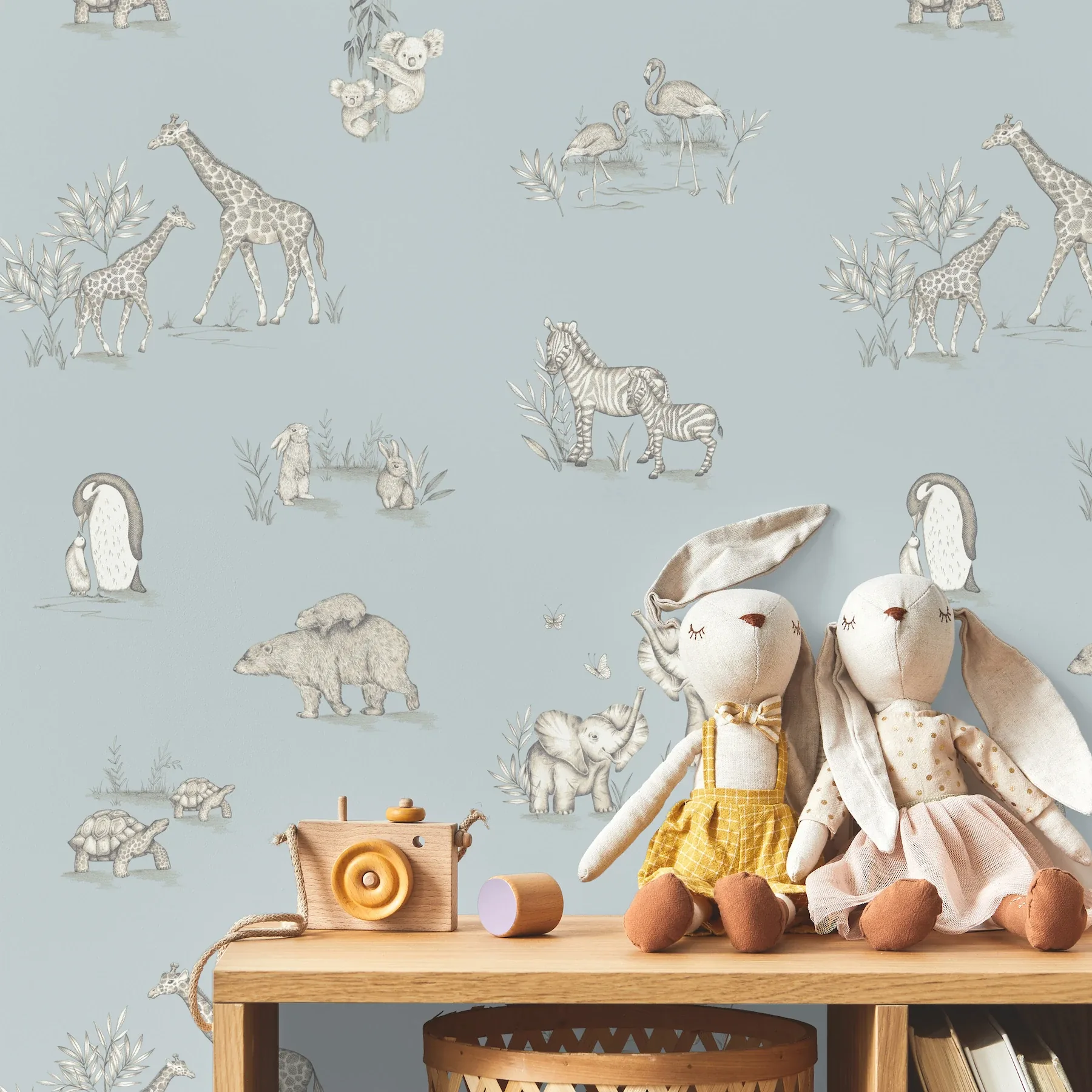 Brewster Home Fashions Safari Babies Blue Animal Wallpaper - SKU 4203-27551