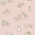 Brewster Home Fashions Safari Babies Pink Animal Wallpaper - SKU 4203-27552