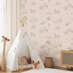 Brewster Home Fashions Safari Babies Pink Animal Wallpaper - SKU 4203-27552