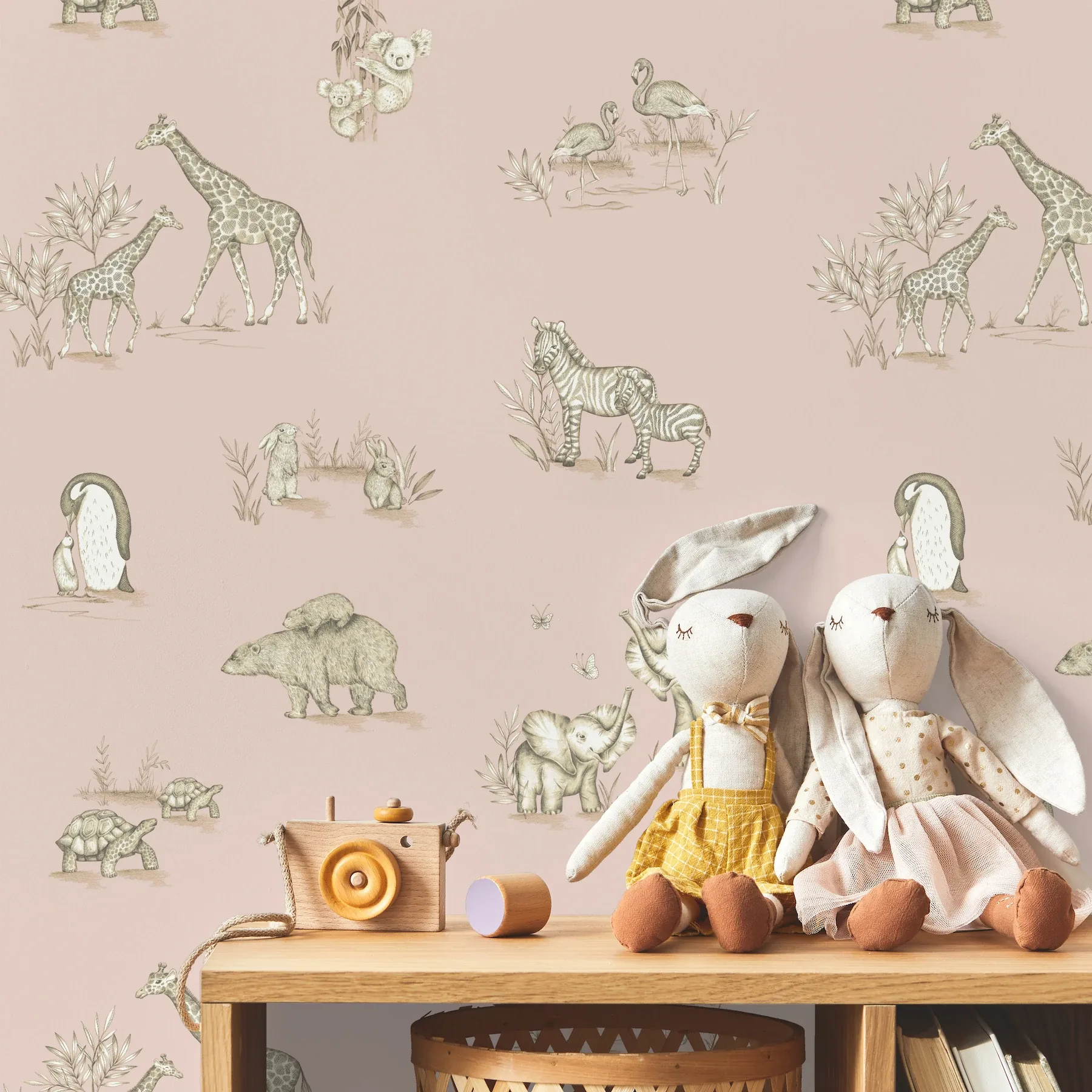 Brewster Home Fashions Safari Babies Pink Animal Wallpaper - SKU 4203-27552