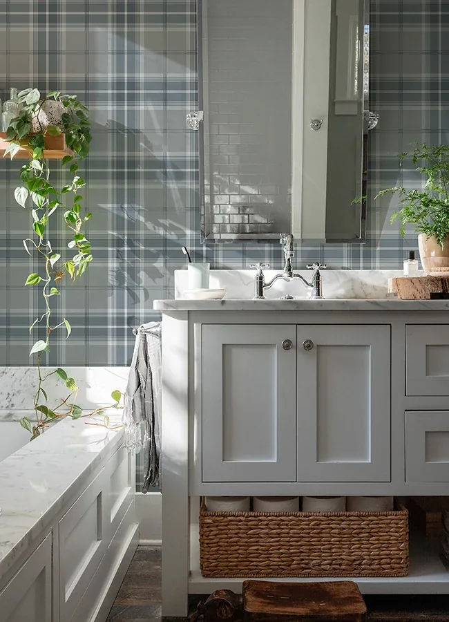 Brewster Home Fashions Sala Blue Plaid Wallpaper | Wallpaper Twins Brewster Home Fashions Sala Blue Plaid Wallpaper - SKU 2980-92120